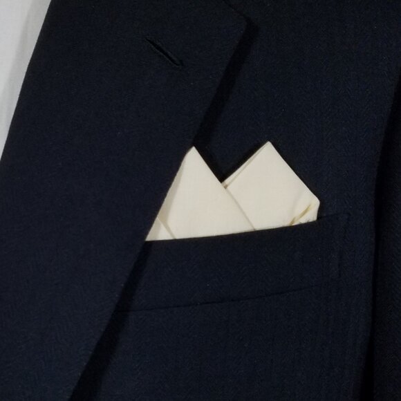 New - Ivory Cotton Pre-Folded Pocket Square Handkerchief Insert - Picture 4 of 6
